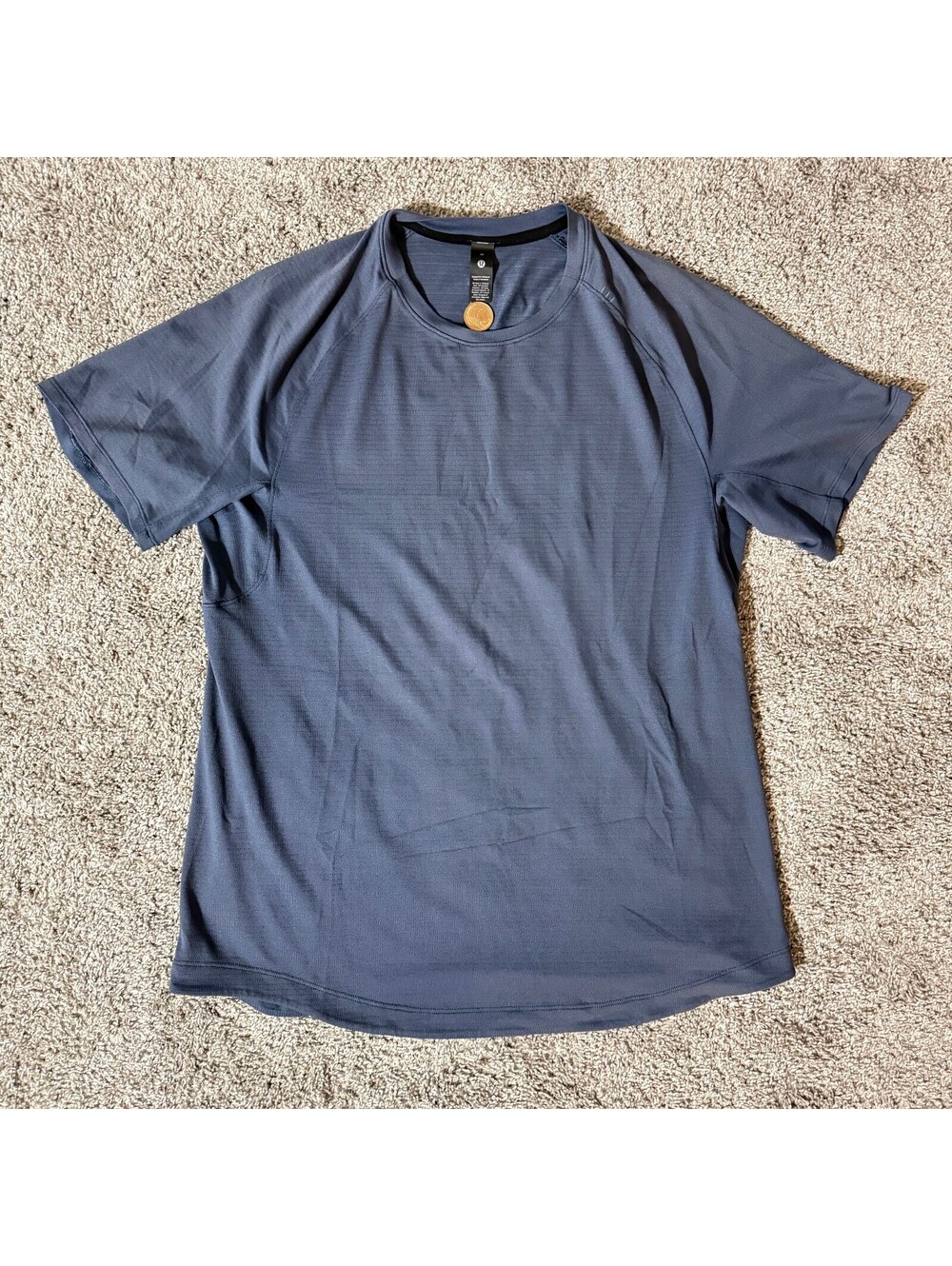 Lululemon Mens Blue Performance Athletic Tee M Running Workout Training Gymwear